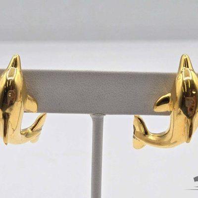 #625 • 18k Gold Dolphin Earrings, 6.81g
