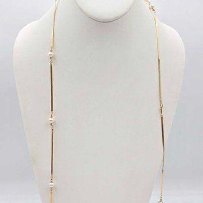 #797 • 14k Gold & Pearl Necklace Broken Chain, 8.50g
