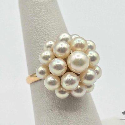 #719 • 14k Gold & Pearl Ring, 5.43g
