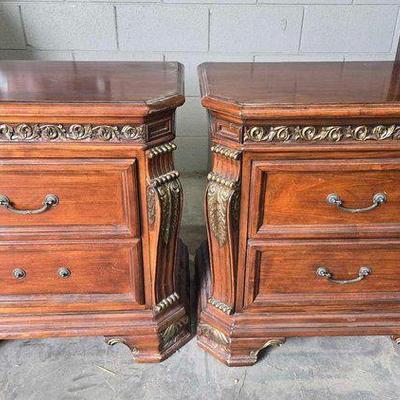 #2830 • (2) Wood Nightstand with Drawers
