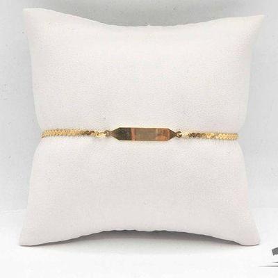 #793 • 14k Gold Bracelet W/ Blank Name Plate, 2.33g
