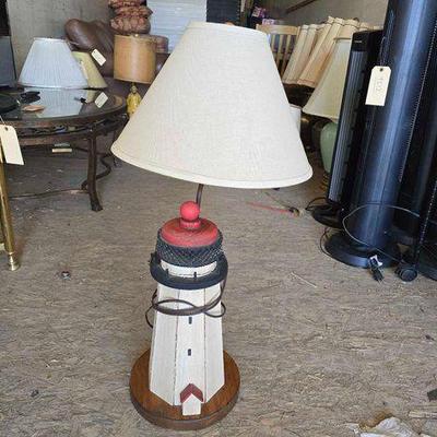 #9013 • Wooden Lighthouse Table Lamp
