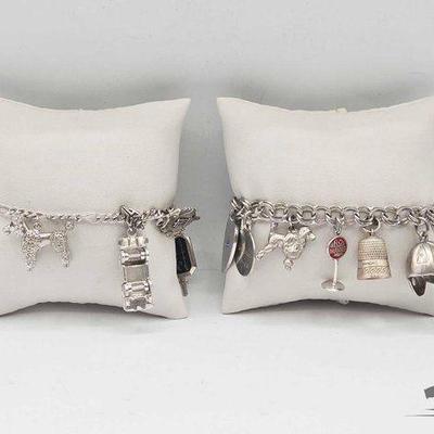 #913 • .925 Sterling Silver Charm Bracelets, 75.62g
