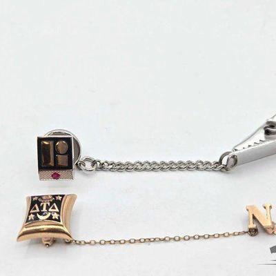 #815 • (2) 10k Gold & Ruby Sorority Pins, 8.82g
