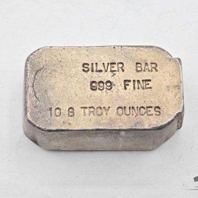#1250 • Silver Bar .999 Fine Silver, 10.8ozt
