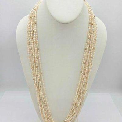 #727 • 14k Gold & Pearl Necklace, 87.61g
