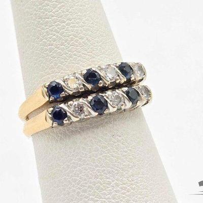 #771 • (2) 14k Gold Sapphire & Diamond Rings, 3.30g
