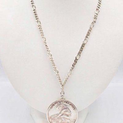 #915 • .925 Sterling Silver Necklace & .999 Pendant, 51.61g

