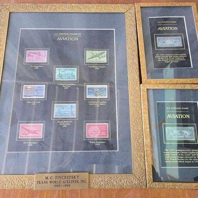 #15048 • Framed US Postage Stamps of Aviation
