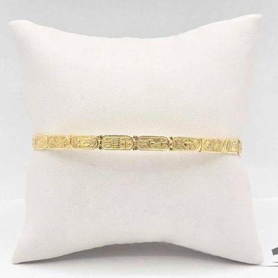 #613 • 18k Gold Bracelet W/ Egyptian Hieroglyphs, 12.97g
