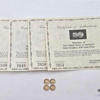 #1208 • (4) 14k Gold US of America Saint-Guadens $20

