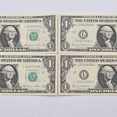 #1512 • (4) 1981 Green Seal $2 Bills in Sequence
