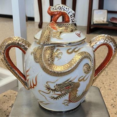 Antique Nagoya Dragonware Hand Painted with Gold Accents Jar with Lid AAA1162AC $66