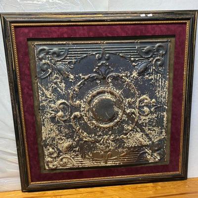 AAA5063 Vintage Tin Ceiling Tile Matted and Framed  Local Pickup       By Appointment AAA Vintage and Art 9017 Airline HWY New Orleans,...