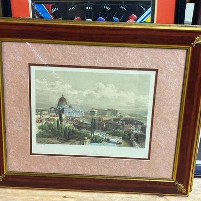 Attic Art AAA5025 -  Saint Peters Block Print Hand Colored Art - $325
