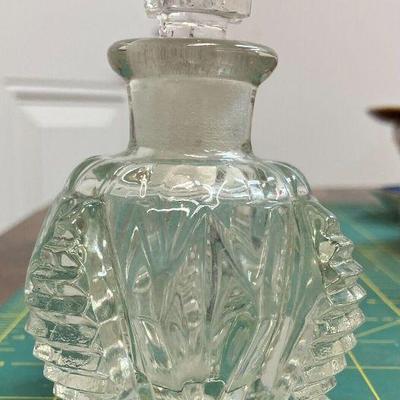 1940s irice czech art deco pressed glass perfume bottle empty aaa2203