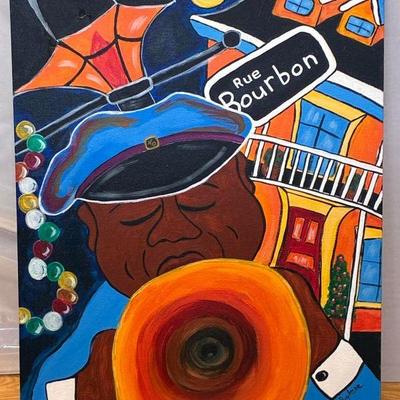 Aaa5068a oil on canvas giclee new orleans second line local pickup