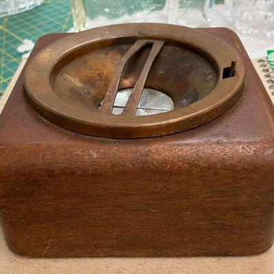Antique 1920 s Duk-It Wood & Copper Mechanical Cigar Cigarette Ashtray AAA1609 $50