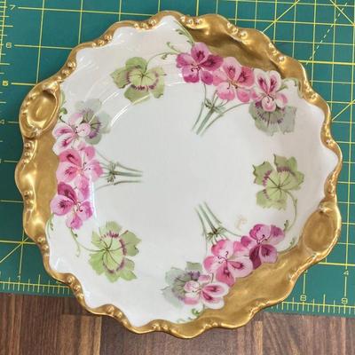 Very rare c 1891 limoges gilt rim hand painted violets bowl aaa2165jm