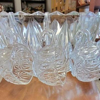 Vintage Williamsport Hazel Atlas Square Crystal Punch Bowl with 11 Cups AAA1962 $45