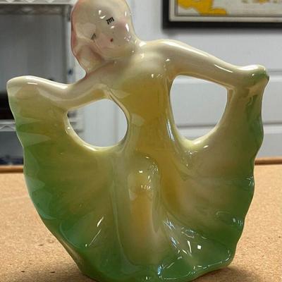 Rare 1940's Flamenco Dancer 5.75  Yellow & Green Planter AAA1450 $20