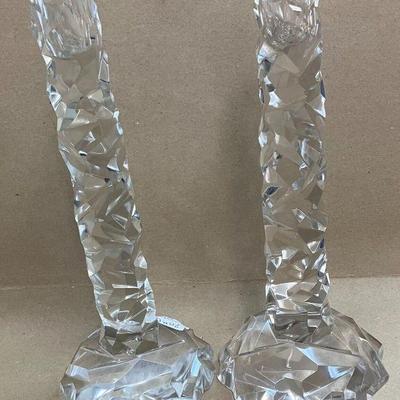 20th Century Heavy Rock Crystal Style Candlesticks AAA1093 $70