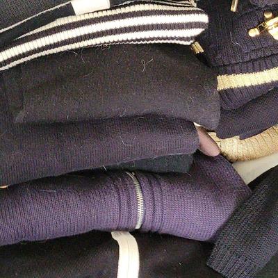 HUGE LOT OF BLACK AND DARKER COLORED PETITE SWEATERS 