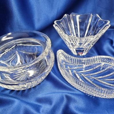 SIGNED WATERFORD AND ORREFORS 3 PIECE COLLECTION