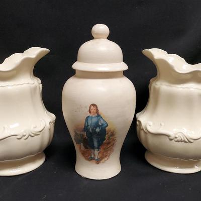 OVERSIZED PITCHERS AND GINGER JAR FEATURING "BLUE BOY"