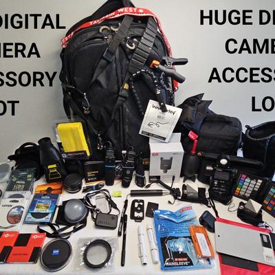 HUGE LOT OF CAMERA SUPPLIES INCLUDING SONY, TIFFIN, HOYA, VELLO, AND MORE
