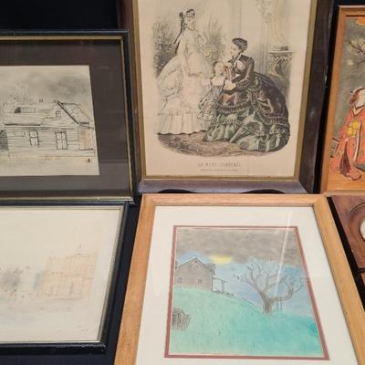 VICTORIAN STYLE, ASIAN, AND ORIGINAL FRAMED ARTWORK 