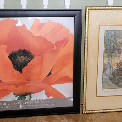 TWO FINE ART FLORAL PRINTS BY O'KEEFE AND MONET