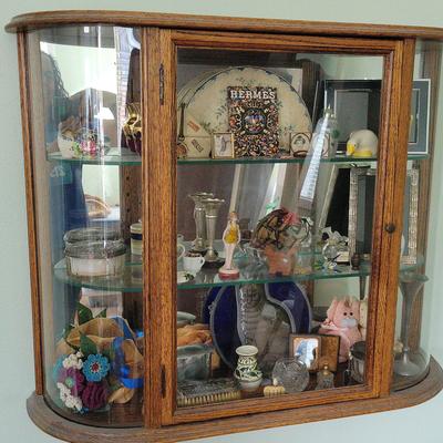 CURIO CABINET FILLED WITH COLLECTIBLES