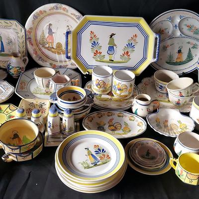 MASSIVE COLLECTION OF HENRIOT QUIMPER DISHES