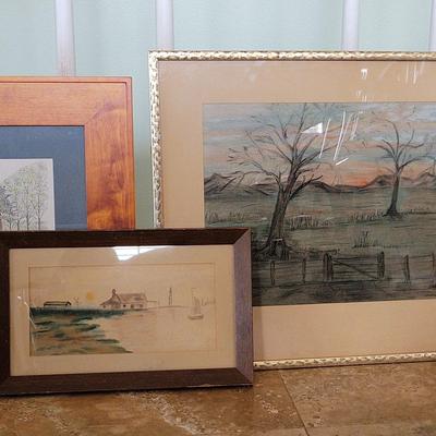 FOUR EXQUISITE ORIGINAL LANDSCAPE PAINTINGS AND DRAWINGS BY HALL & GOFF
