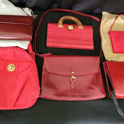 SIX BOLD STATEMENT RED DESIGNER PURSES - BALLY &  FERGAMO 