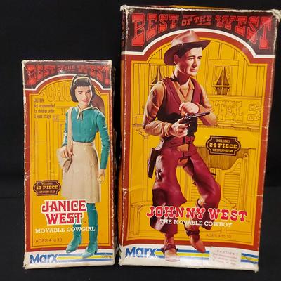 VINTAGE MARX JOHNNY & JANICE WEST MOVABLE COWBOY & COWGIRL