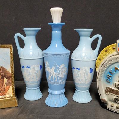 FUN ASSORTMENT OF VINTAGE DECANTERS FROM JIM BEAM AMD MORE