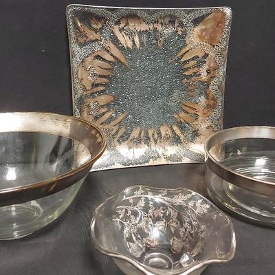 VINTAGE MID-CENTURY DOROTHY THORPE GLASSWARE WITH SILVER 
