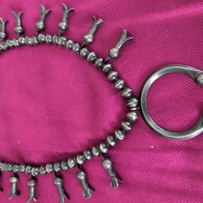 SILVER NAVAJO SQUASH BLOSSOM NECKLACE 