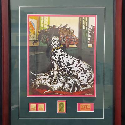 FIREHOUSE ACTION PRINT BY STEVAN DOHANOS WITH STAMPS