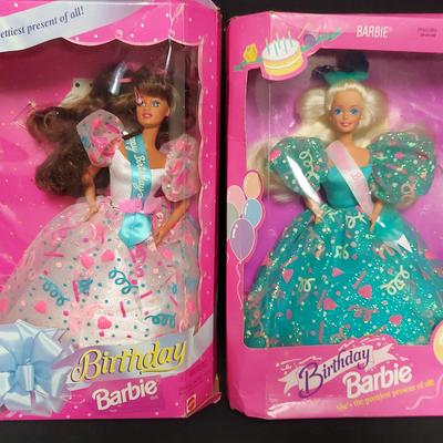 PAIR OF BIRTHDAY BARBIE DOLLS