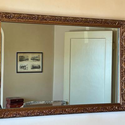 Vintage Ornate Wall Mirror with Gilt Floral Frame