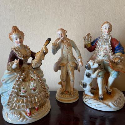 Trio of Vintage Porcelain Rococo Figurines