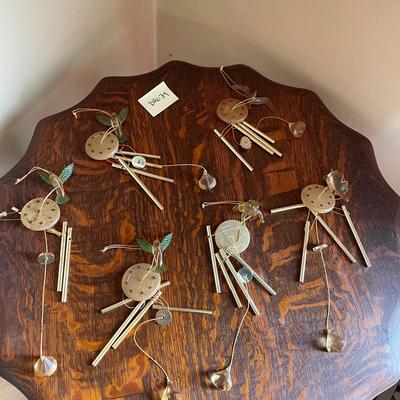 Lot of 6 Miniature Metal Wind Chimes with Glass Accents – Hummingbird, Turtle & More