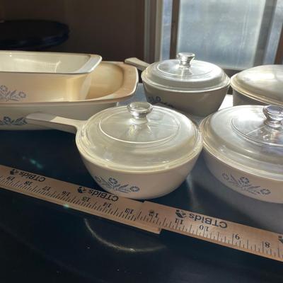 Corning Ware & Pyrex Bakeware Collection – Cornflower Blue, White Divided Dish, & Roaster