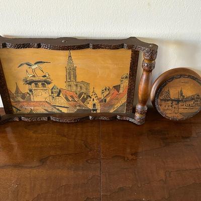 Vintage Hand-Carved Strasbourg Tray and Lidded Box