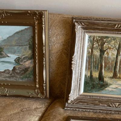 Pair of Framed Nobuo Hayashi Oil Paintings – Landscape Scenes