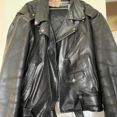 Vintage 1970s Excelled Black Leather Motorcycle Biker Jacket