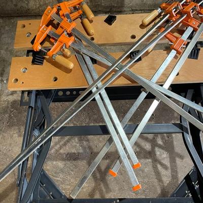 Woodworking Tool Lot – Clamps, Workbench, Adjustable Roller Stand – Great Condition!